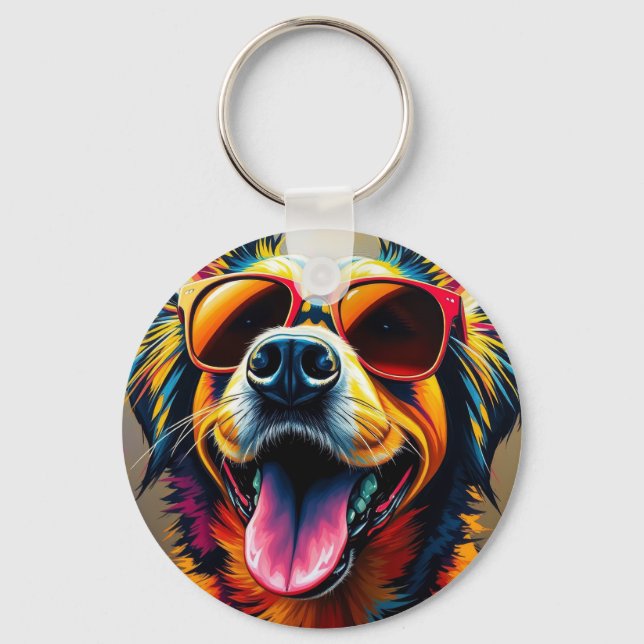 Llavero Perro genial con gafas de sol (Anverso)