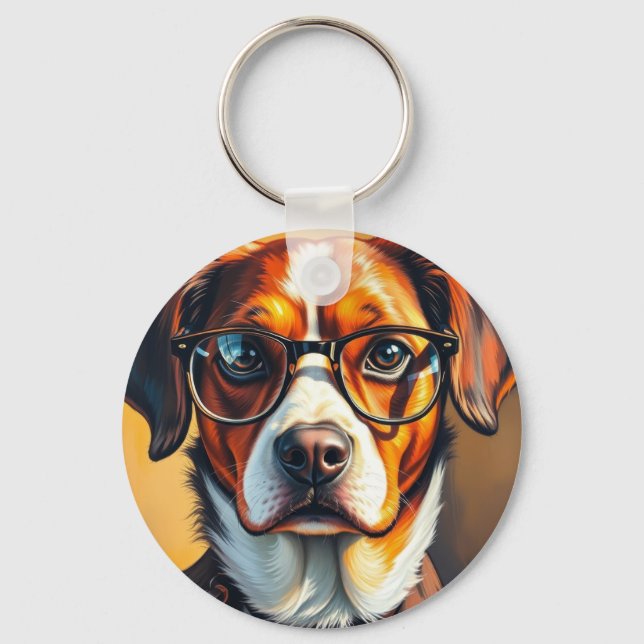 Llavero Perro genial con gafas de sol (Anverso)