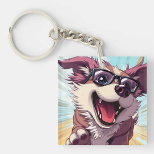 Llavero Perro genial con gafas de sol