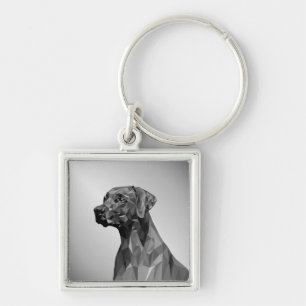 Llavero Perro geométrico gris