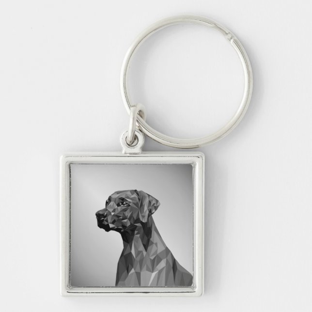 Llavero Perro geométrico gris (Frente)