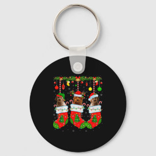 Llavero Perro Goldendoodle con calcetines de Navidad Perro