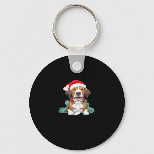 Llavero Perro gracioso santa camiseta sobredimensionada (Anverso)