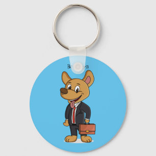 Llavero Perro gracioso usando traje de negocios personaliz