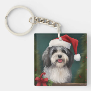 Llavero Perro Havanés en Navidad con Nieve
