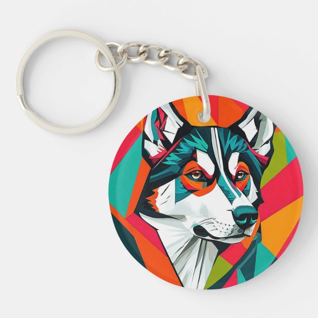 Llavero Perro Husky Colorido (Frente)