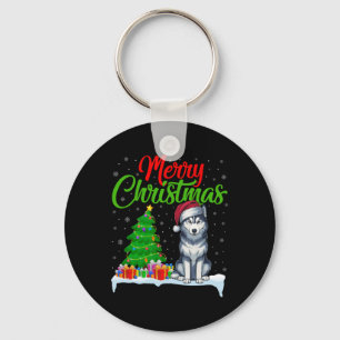 Llavero Perro Husky Siberiano Árbol de Navidad Luz Gracios