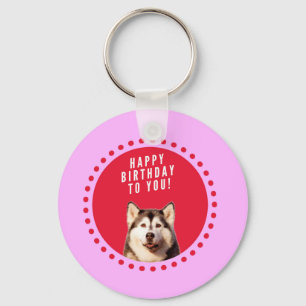 Llavero Perro Husky Siberiano Cute Deseando Feliz Cumpleañ