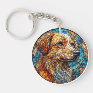Llavero Perro Kangal Mosaico de Vidrio Emplomado Colorido