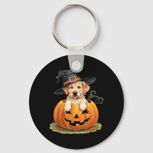 Llavero Perro Labrador Amarillo Halloween Calabaza