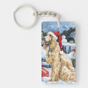 Llavero Perro Lebrel Afgano Invierno Maravilla Navidad Ale