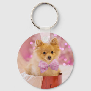 Llavero Perro lindo con Navidades de vaca rosa fotografía