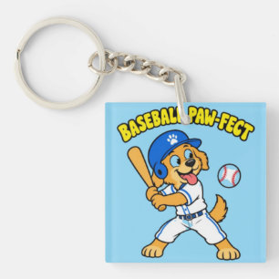 Llavero Perro Lindo Jugando Béisbol Pata Perfecta Divertid