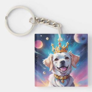 Llavero Perro llevando una corona en el espacio
