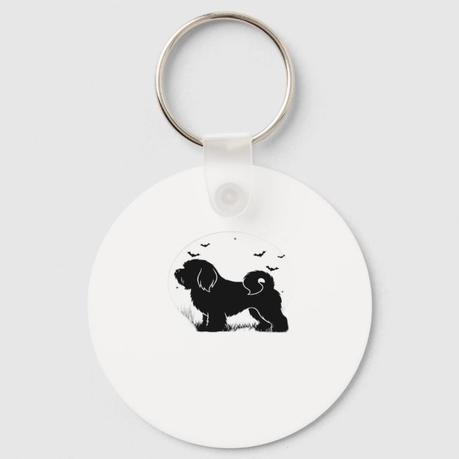Llavero Perro Lowchen � Silueta de Luna de Halloween Camis (Anverso)