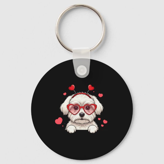 Llavero Perro Maltés Corazón Cabeza San Valentín Mujer Mal (Anverso)