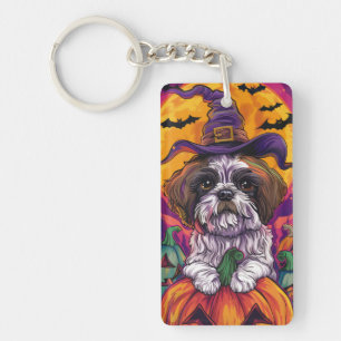 Llavero Perro Malti Tzu Espeluznante Bruja y Calabaza de H