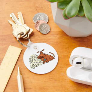 Llavero Perro marrón con pieles de huesos Mascota lindo