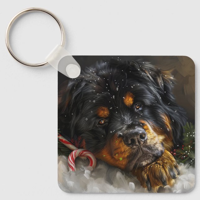 Llavero Perro Mastín Tibetano Navidad Festiva  (Anverso)