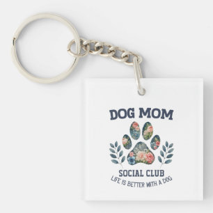 Llavero Perro Mom Paw Floral
