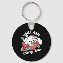 Llavero Perro navidad en Sombrero Santa - festividad para