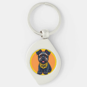 Llavero Perro negro de dibujos animados adorable que lleva