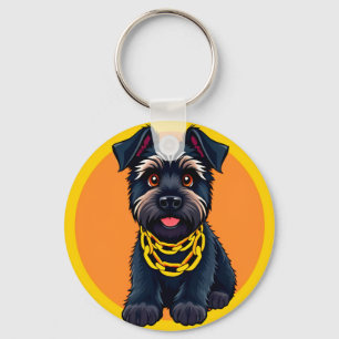 Llavero Perro negro de dibujos animados adorable que lleva