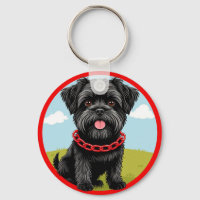 Perro negro lindo con collar rojo en estilo de dib
