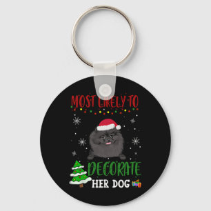 Llavero Perro negro pomerania Navidad Más Probable Deco