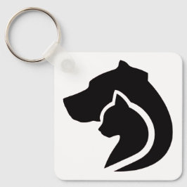 Llavero Perro negro y blanco y gato