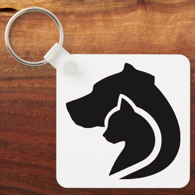 Llavero Perro negro y blanco y gato (Anverso)