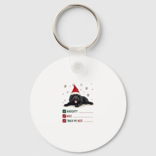 Llavero Perro Newfoundland Lindo Navidad Travieso Bueno In