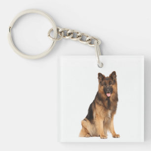Llavero Perro pastor alemán, diseño recto envolvente, 