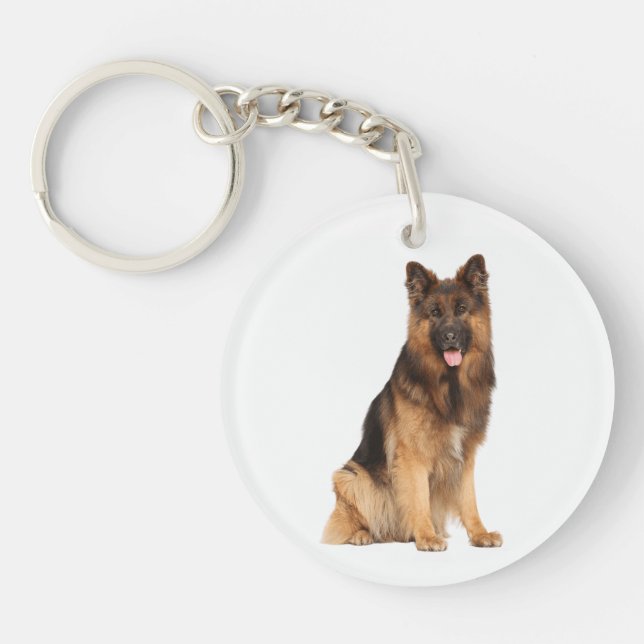 Llavero Perro pastor alemán, diseño recto envolvente,  (Frente)