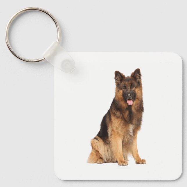 Llavero Perro pastor alemán, diseño recto envolvente,  (Anverso)