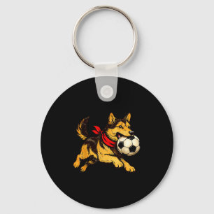 Llavero Perro pastor alemán divertido jugando fútbol día d