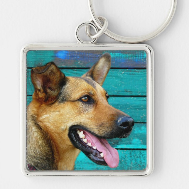 Llavero Perro pastor alemán feliz (Frente)