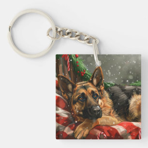 Llavero Perro pastor alemán Navideño festivo