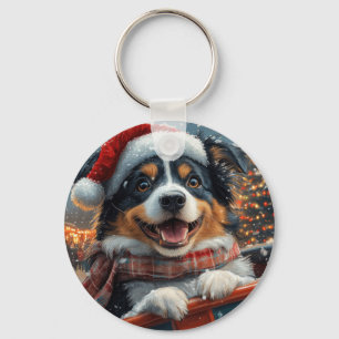 Llavero Perro Pastor Australiano Montaña Rusa Navidad