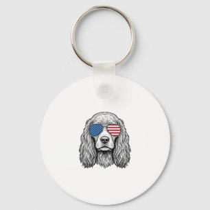 Llavero Perro Patriótico con Gafas de Sol de Bandera Vinta