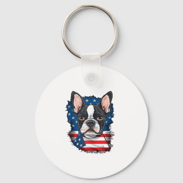 Llavero Perro patriótico del territorio de Boston Puppy Ba (Anverso)