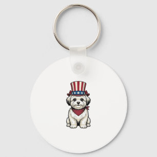 Llavero Perro Patriótico Diseño Vectorial de Grabado Vinta