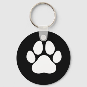 Llavero Perro Paw Print Black and White Keychain