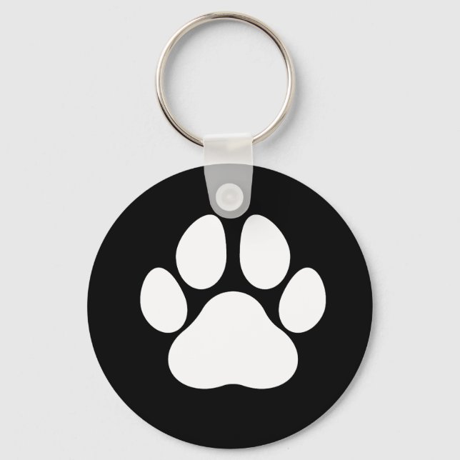 Llavero Perro Paw Print Black and White Keychain (Anverso)