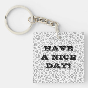 Llavero Perro Paws Black and White Polka Dot Keychain