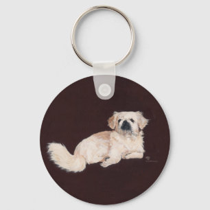 Llavero Perro pekinés blanco