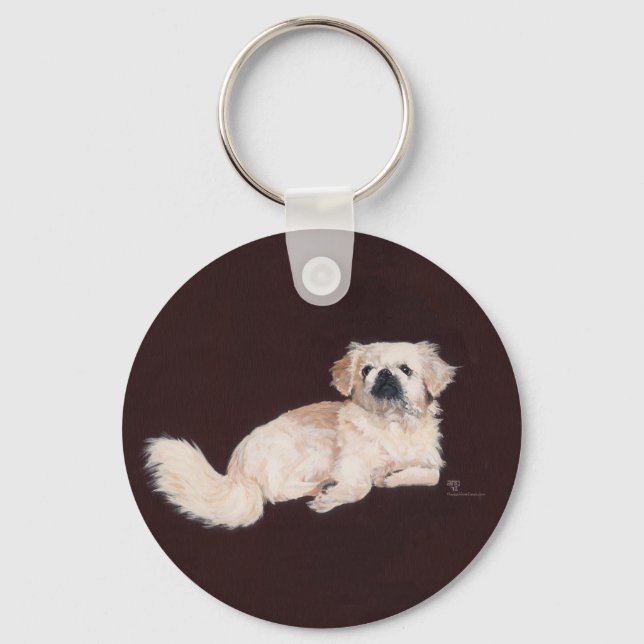 Llavero Perro pekinés blanco (Anverso)