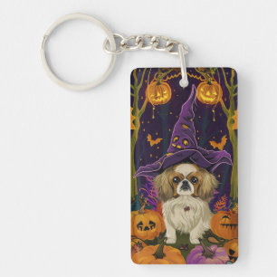 Llavero Perro Pekingese Espeluznante Bruja de Halloween y 