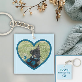 Llavero Perro personalizado lindo caminando foto de corazó