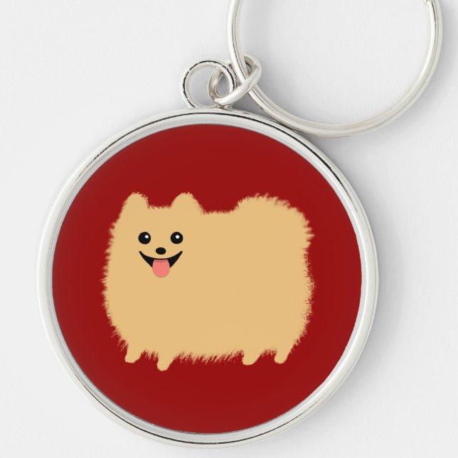 Llavero Perro Pomeraniano Feliz, Pom Super Cute (Frente)
